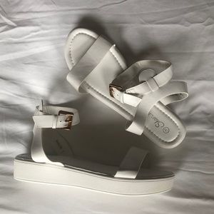 NEW white platform sandals size 9